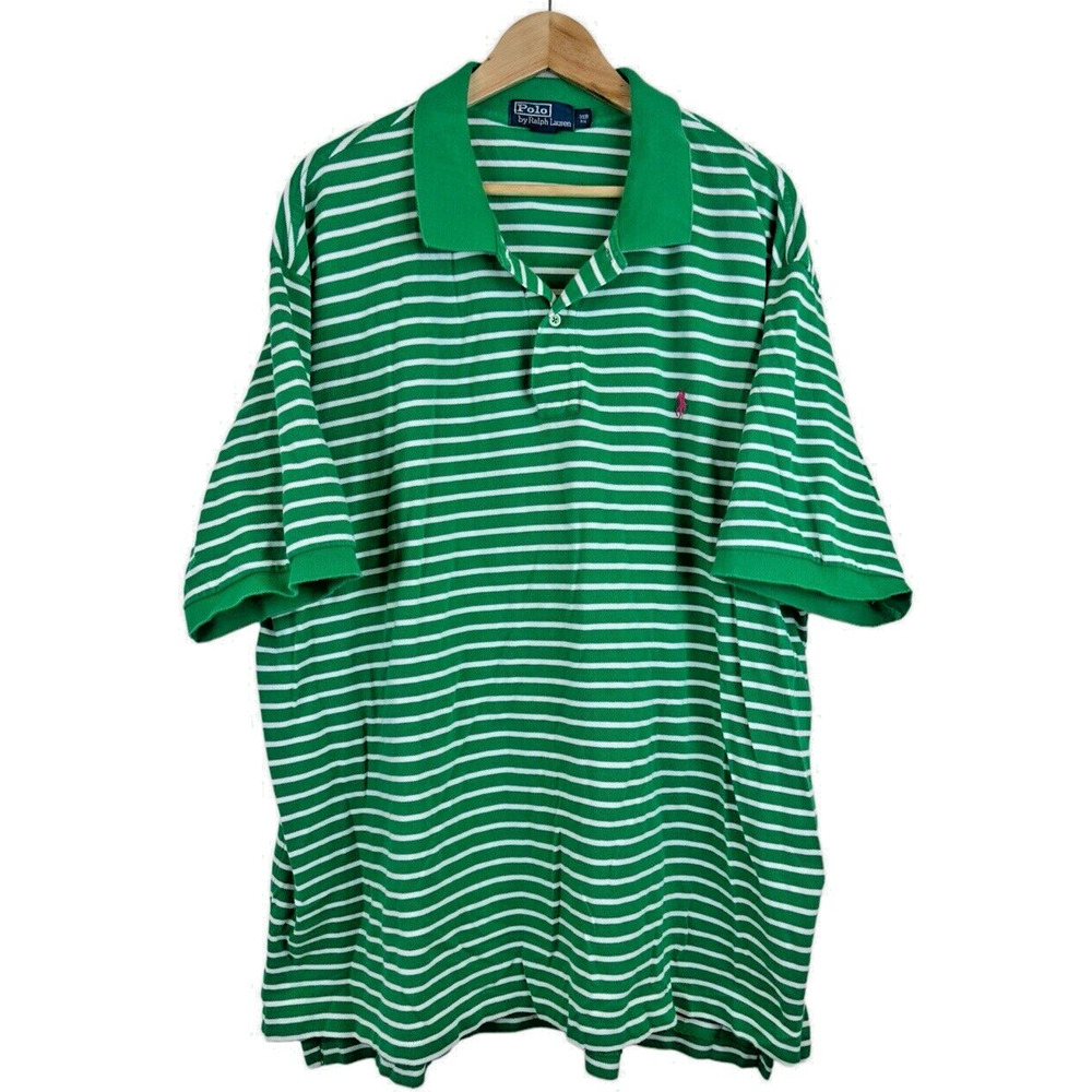 Polo by Ralph Lauren Men's Polo Shirt 3XB Blue Stripe‎ Pink Pony